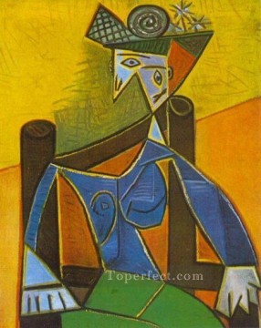 パブロ・ピカソ Painting - 肘掛け椅子に座る女性 5 1941 年キュビスト パブロ・ピカソ